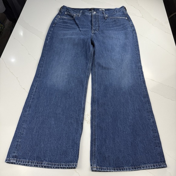 J. Crew Jeans Womens 36x29 Dark Wash Vintage Wide Leg Premium Edition Button Fly - Picture 3 of 12